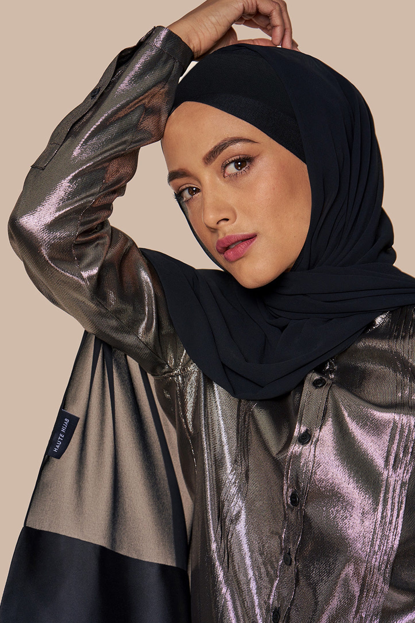 Satin–Edge Hijab - Black Tie – Haute Hijab