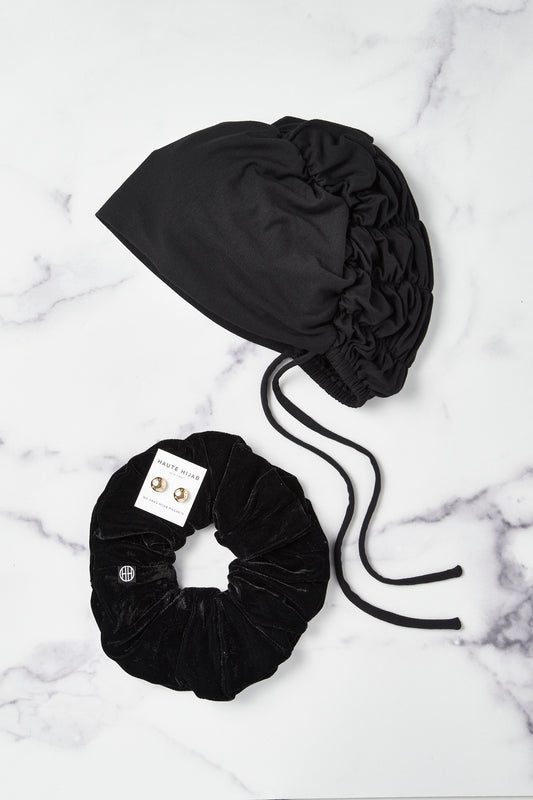 Classic Foundations Set - Black Underscarf + Large Scrunchie