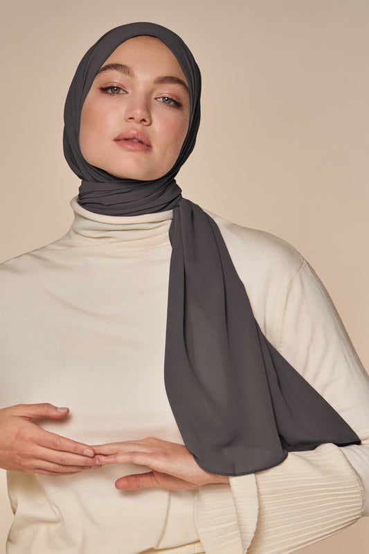 Everyday Chiffon Hijab - Gunmetal