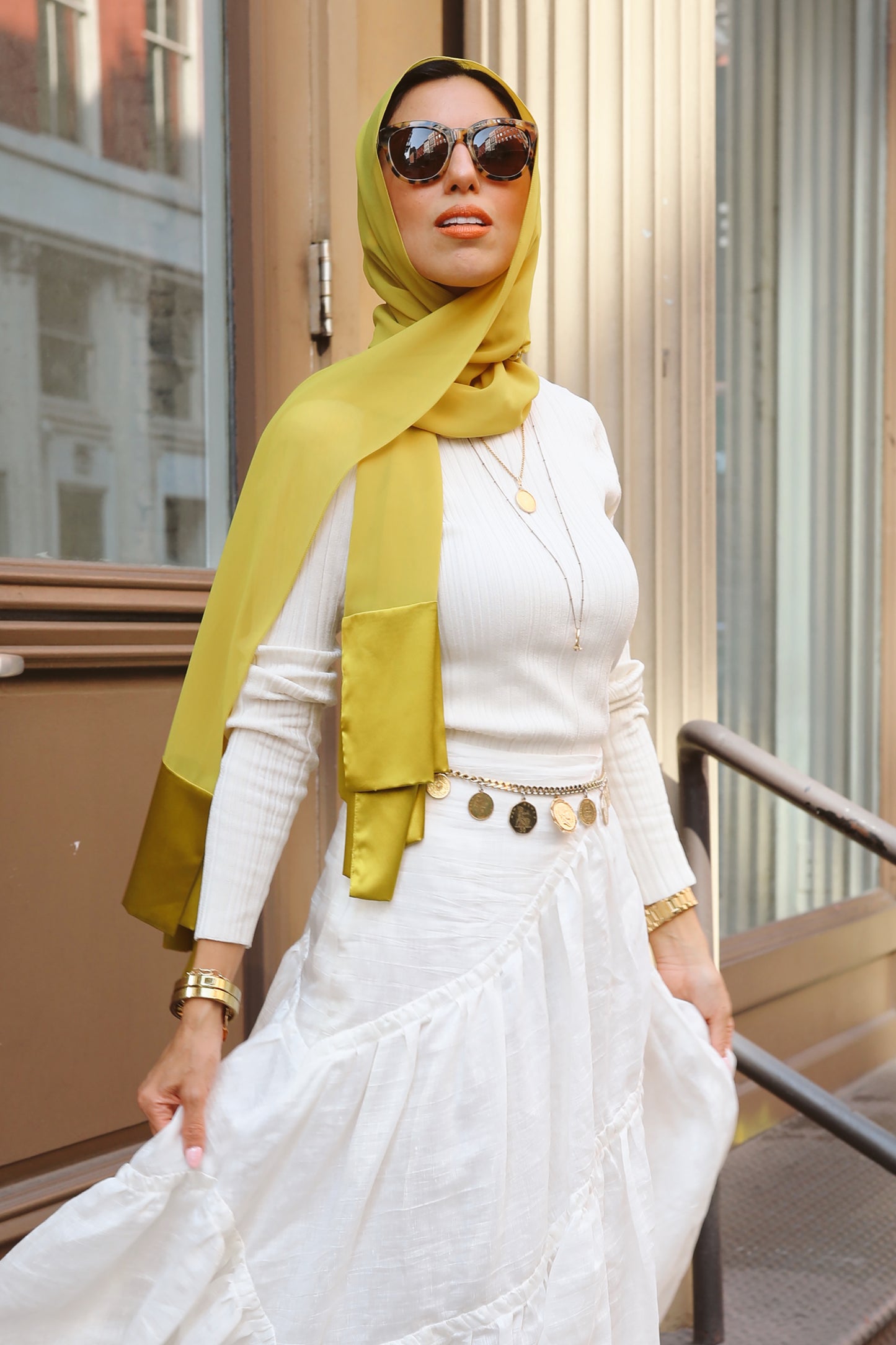 Satin–Edge Hijab - Chartreuse Shine