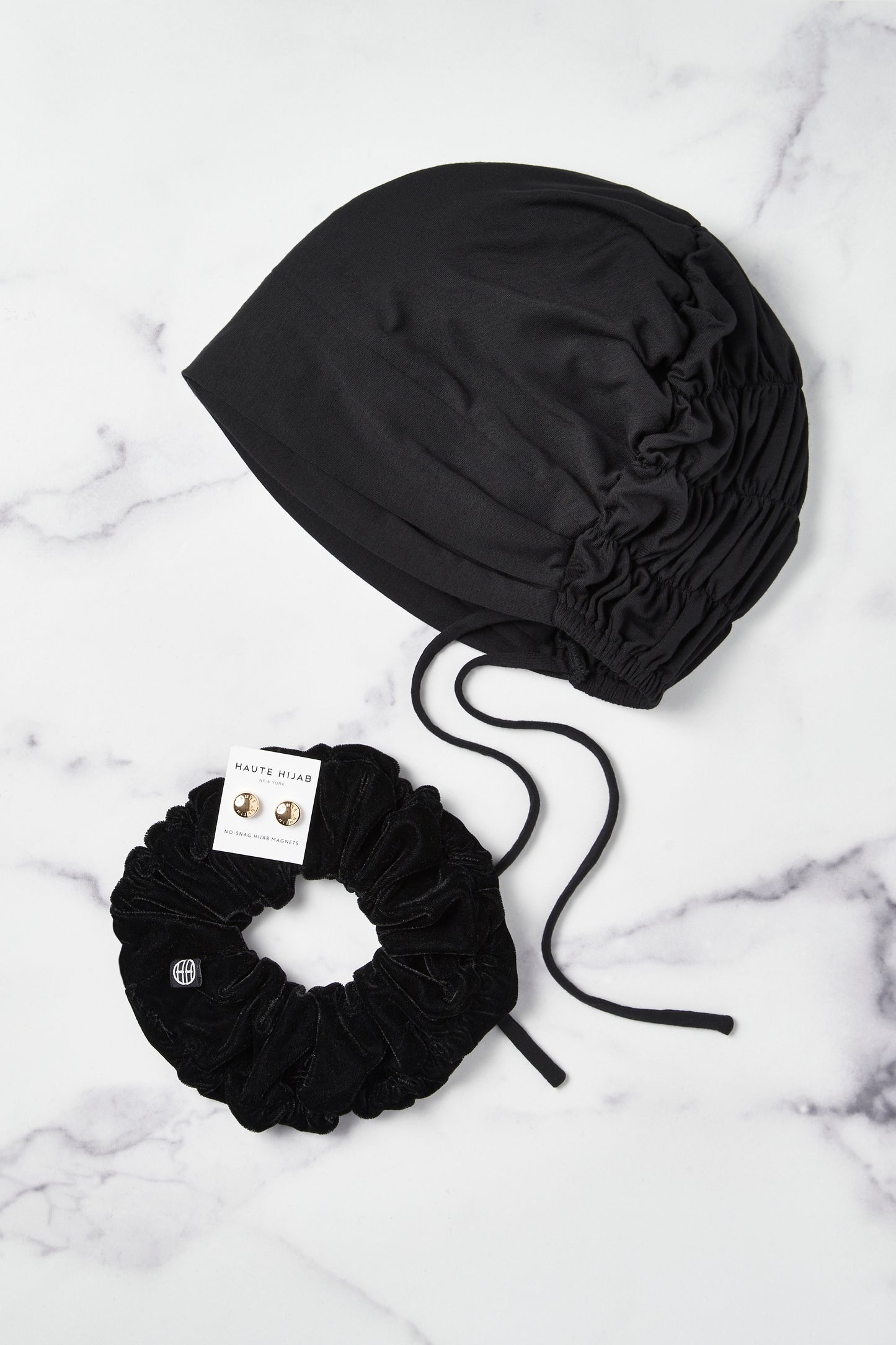 Criss-Cross Foundations Set - Black Underscarf + Large Scrunchie