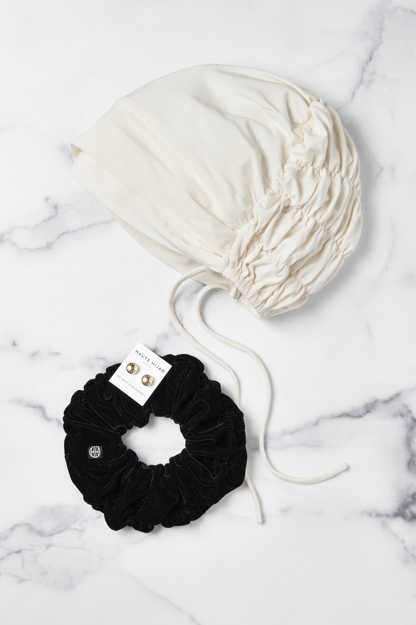 Criss-Cross Foundations Set - Ivory Underscarf + Large Scrunchie