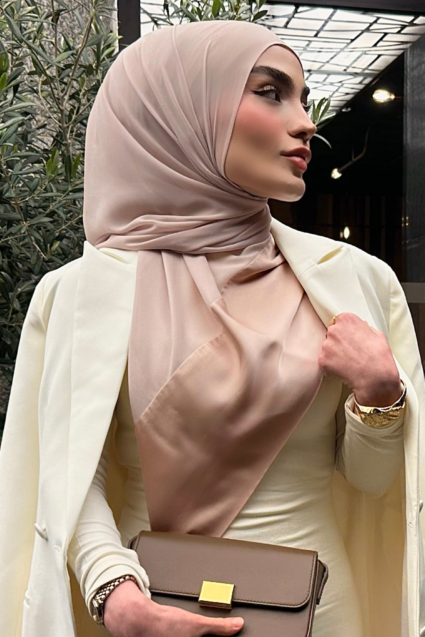 Satin–Edge Hijab - Pearl Opulence