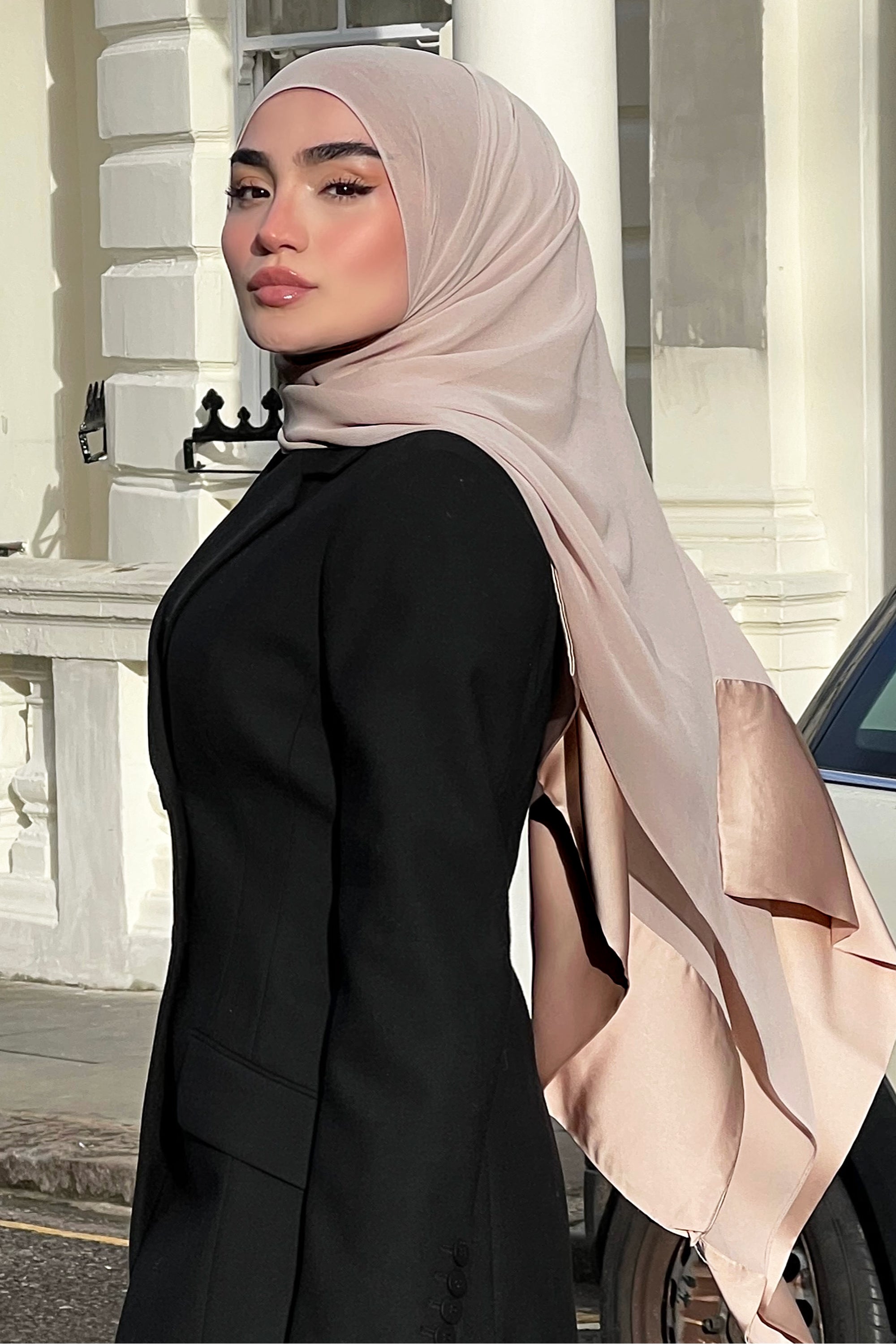 Satin–Edge Hijab - Pearl Opulence – Haute Hijab