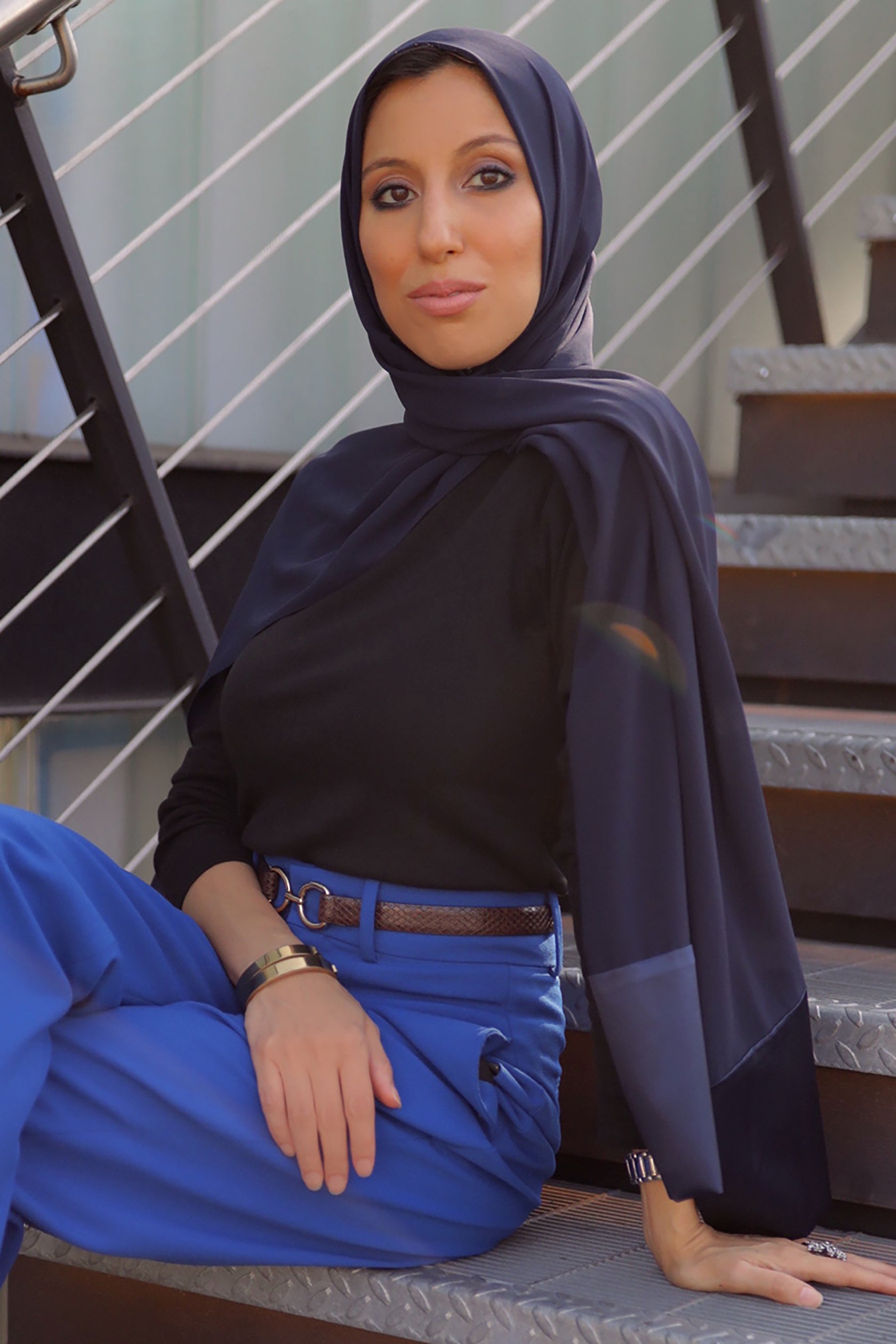 Satin–Edge Hijab - Midnight Blue – Haute Hijab