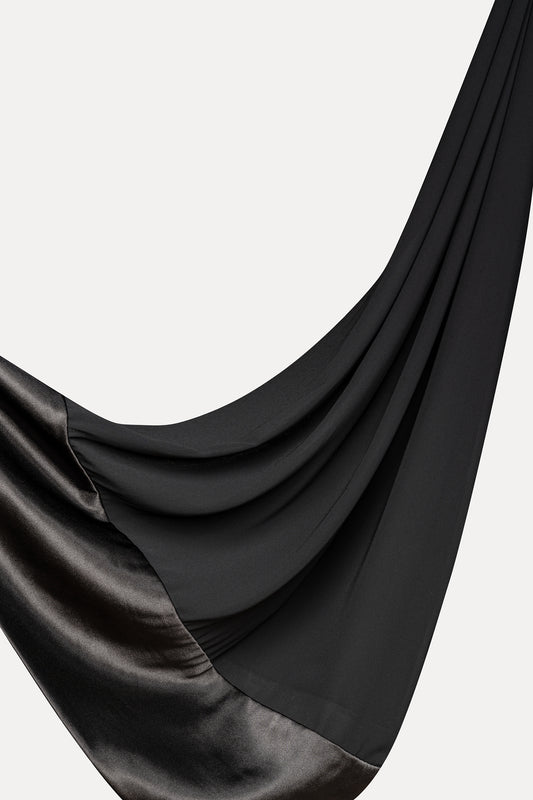 Satin–Edge Hijab - Black Tie