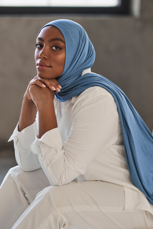 Premium Jersey Hijab - French Blue