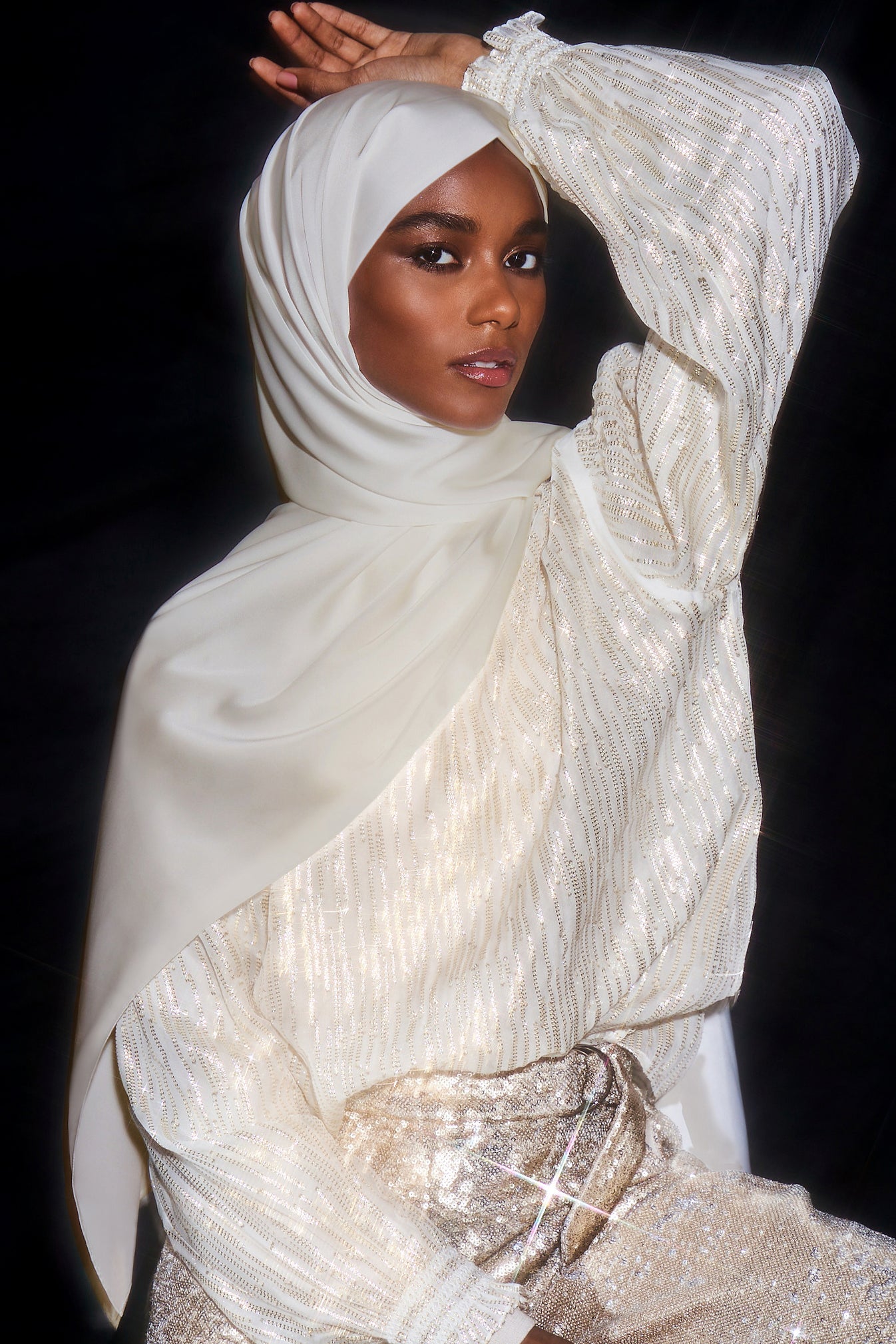 Ivory Satin Hijab – Haute Hijab