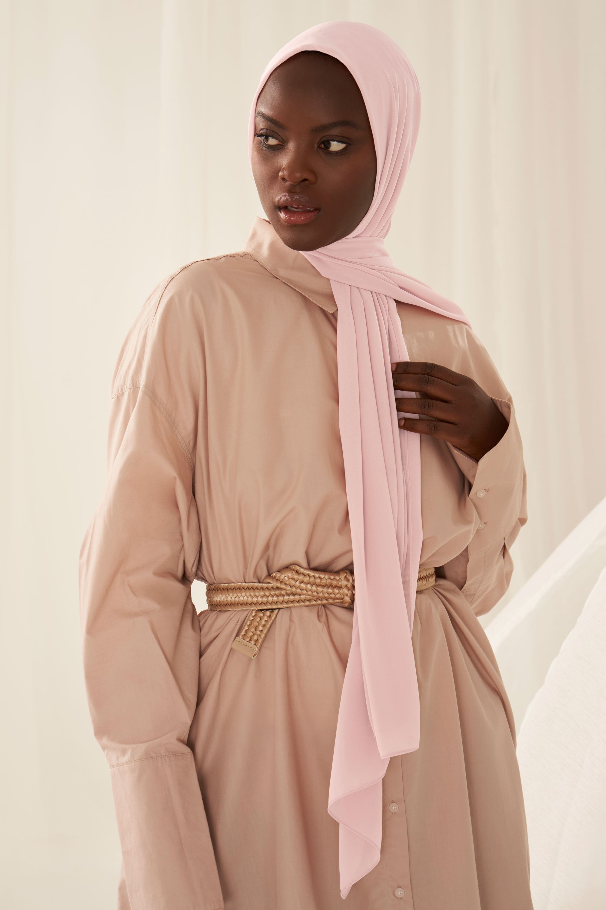 Pink chiffon outlet wrap